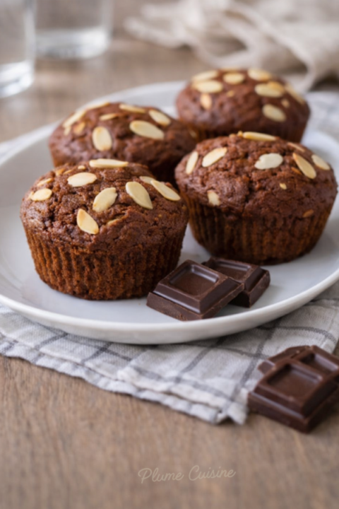 Muffins au chocolat cœur fondant sur une assiette