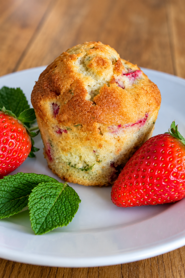 Muffins aux fraises et à la menthe