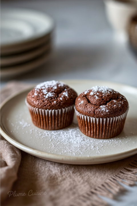 Deux moelleux au chocolat facile sur une assiette