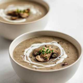 Velouté de champignons présenté dans des bols