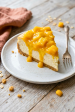 Part de cheesecake à la mangue