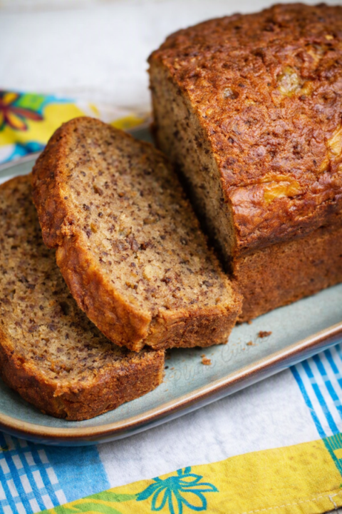 Cake aux bananes sans beurre tranché
