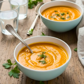 Bols de velouté de carottes au lait de coco