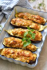 Aubergines-gratinées-crevettes-recette