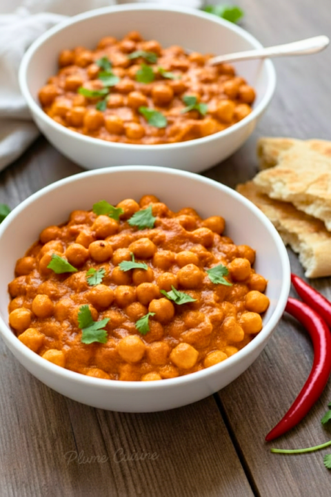 Deux bols de curry de pois chiches