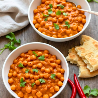Deux bols de délicieux curry de pois chiches