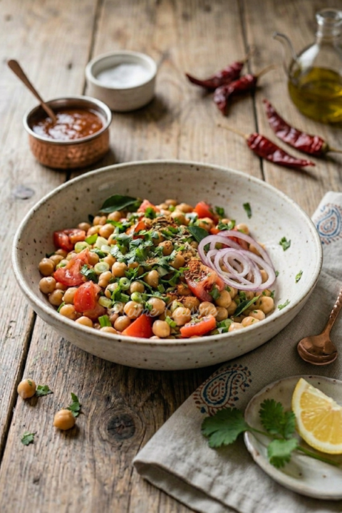 Salade indienne de pois chiches à la coriandre et au cumin