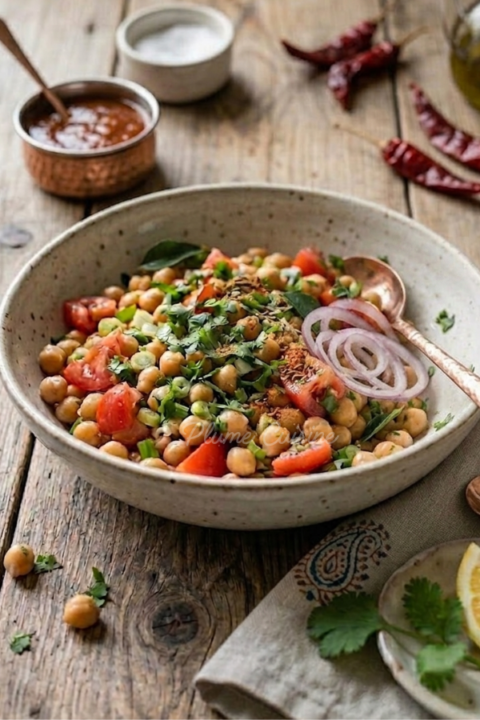 Salade indienne de pois chiches à la coriandre et au cumin