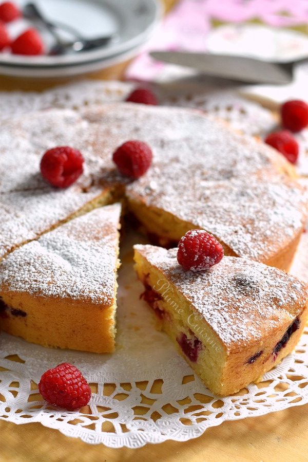 Gâteau-crème-fraîche-framboises