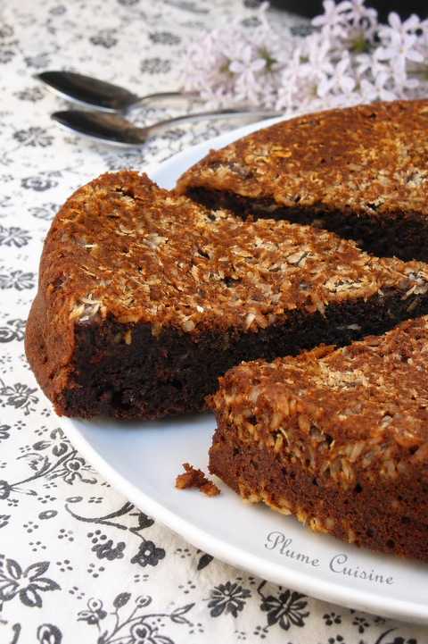 Part de Gâteau fondant chocolat banane
