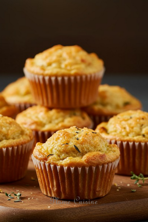 Délicieux muffins au thon, présentés sur une planche à découper en bois, parfaits pour un apéritif ou un repas léger.