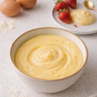 Bol avec crème pâtissière faite au micro-ondes