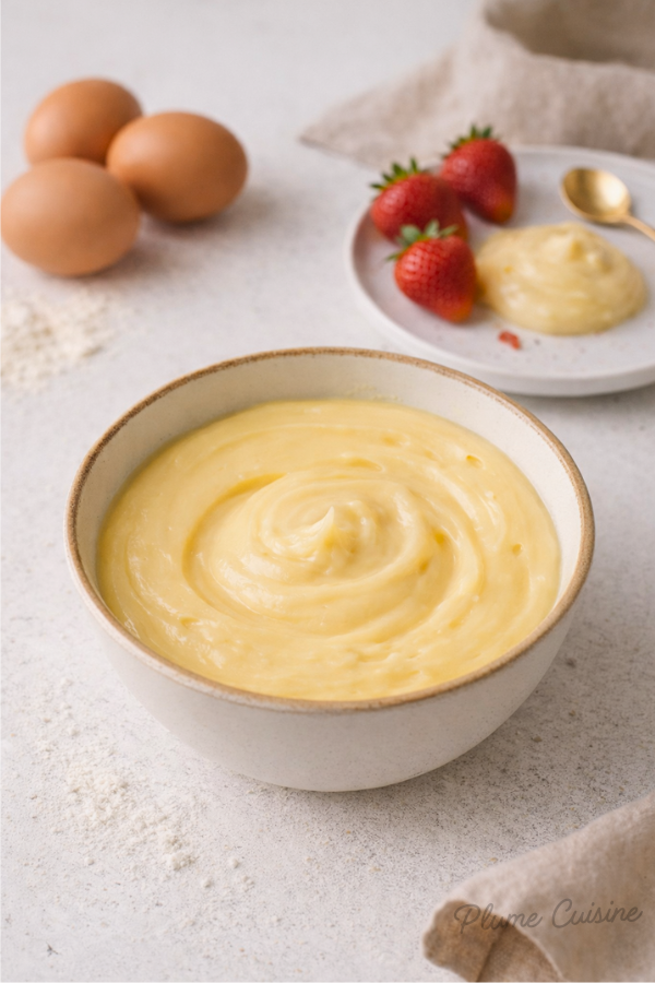 Bol avec crème pâtissière faite au micro-ondes