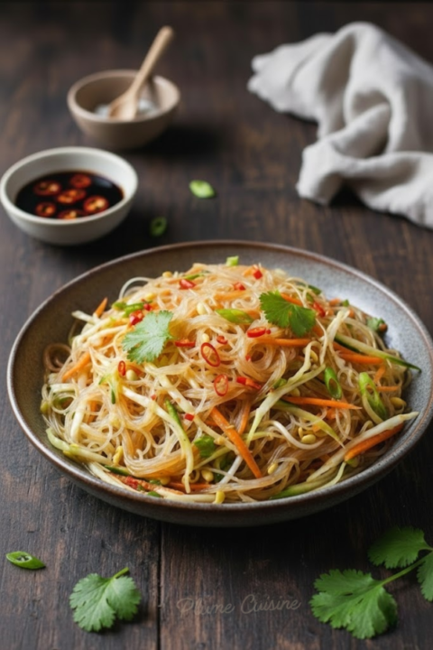 Assiette de salade asiatique aux vermicelles de riz