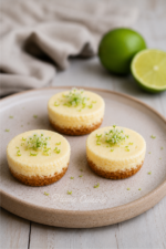 Trois Mini Cheesecakes au citron sur une assiette